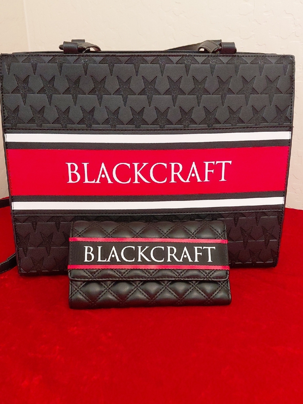 BLACKCRAFT CULT Black and Red Women's Tote Bag with Matching Wallet
